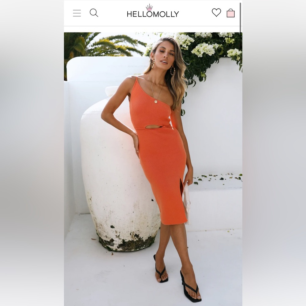 Brand new Hello Molly ‘Jade’ orange midi dress